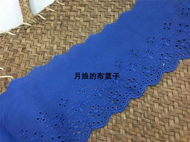 1 метр цена DIY Ручная стеганая хлопчатобумажная ткань кружева сапфировый синий хлопок вышивка кружева 11 см в ширину