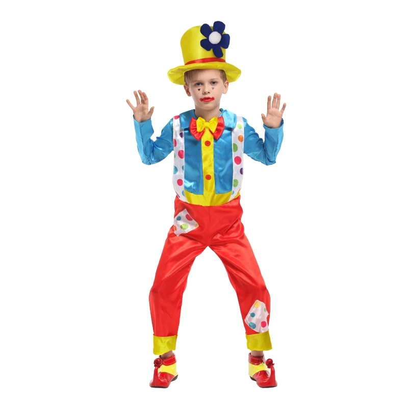 Детский костюм озорного цирка клоуна для мальчиков, необычные новогодние вечерние костюмы на Хэллоуин