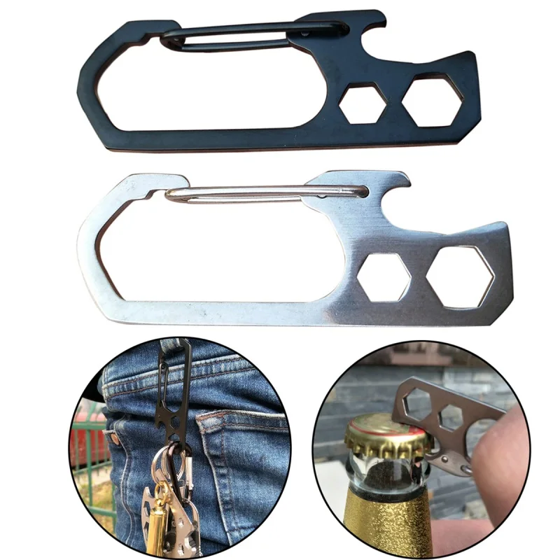 

Outdoor Multi-function Stainless Steel Hexagonal Wrench Carabiner Keychain Tools Bottle Opener Carabiner Camping Hike Equipment
