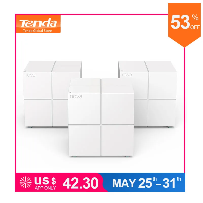 

Tenda Gigabit Nova Whole Home Wireless WiFi System with 11AC 2.4G/5.0GHz WiFi Wireless Router and Repeater,APP Remote Manage