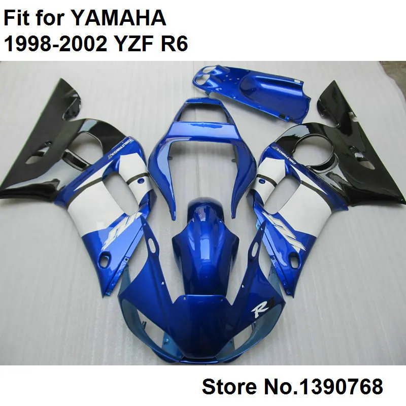 Aftermarket body parts fairings for Yamaha YZF R6 1998 2002 blue white