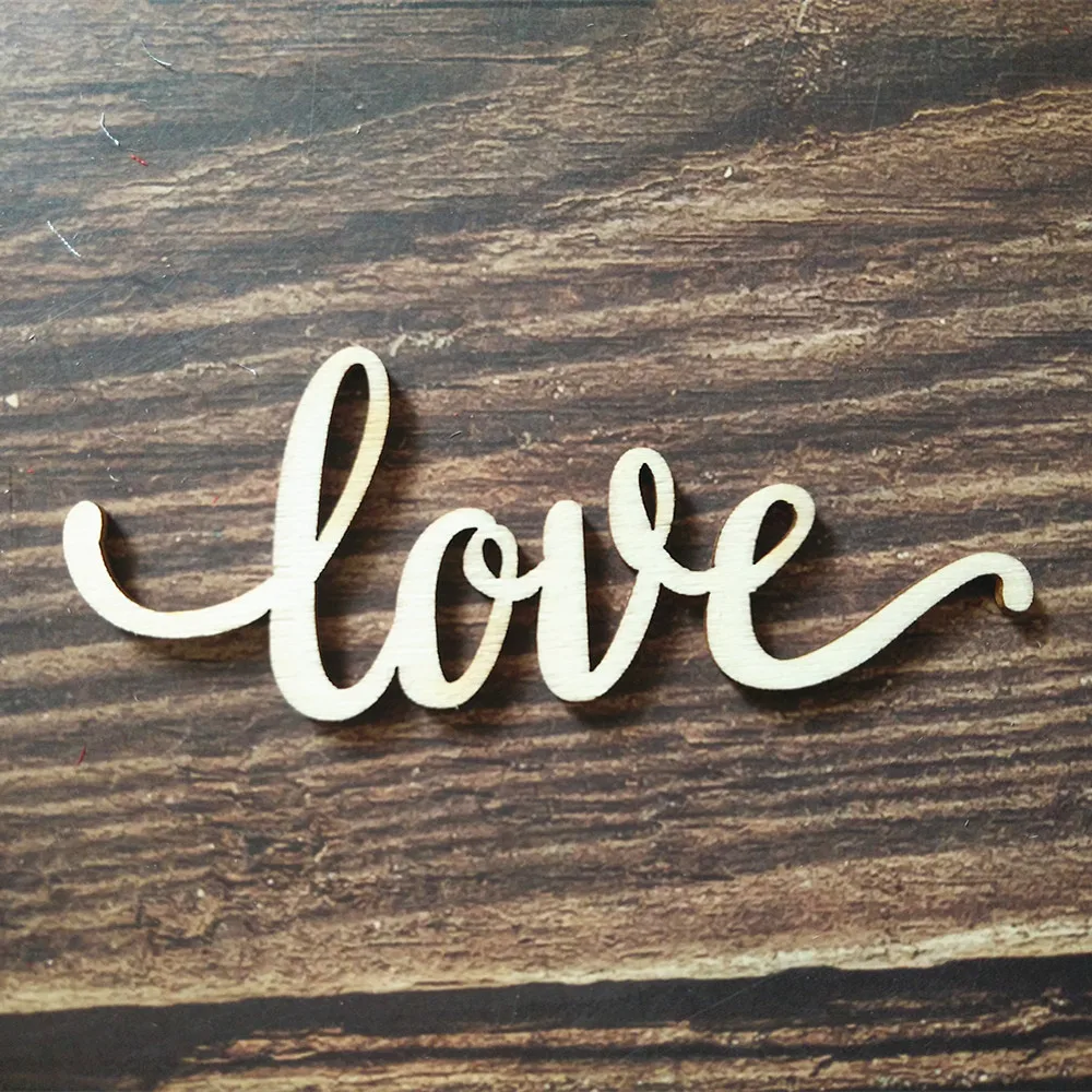 10 шт. любовь скрипт слово деревянный знак слова Искусство деревенский Cursive