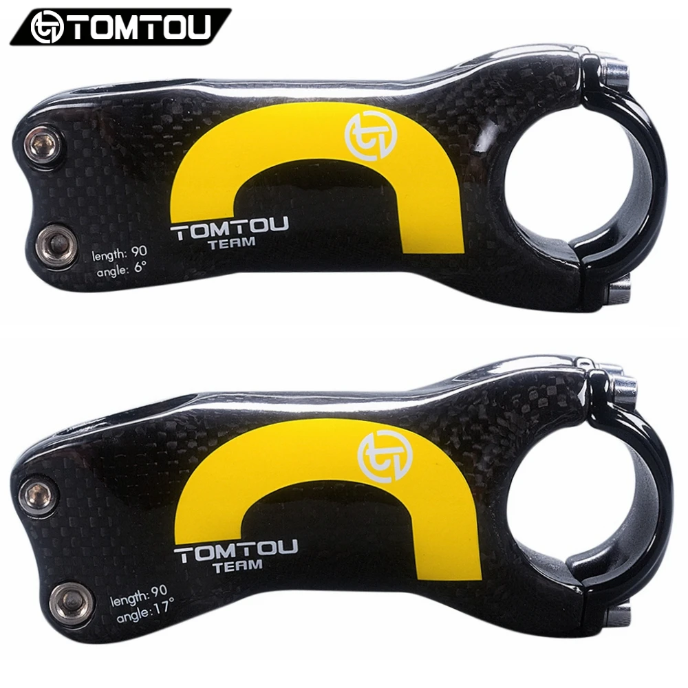 

TOMTOU Full 3K Carbon Bike MTB/Road Bicycle 1 1/8 31.8mm Stem Angle 6/17Degree 70 80 90 100 110 120 130 mm Yellow - TC713