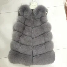 New 2017 Arrival Fall Winter Warm Fashion Women Coat Fur Vest High-Grade Genuine Real Fox Fur Medium Long Vest Plus Size