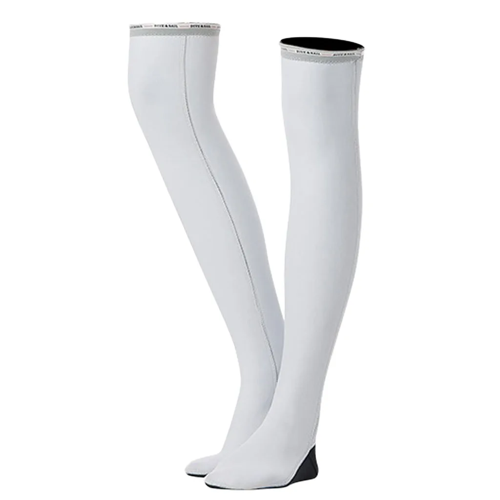 Длинные носки унисекс для дайвинга, защита от солнца, теплые противоскользящие чулки выше колена, носки для дайвинга, белые и черные