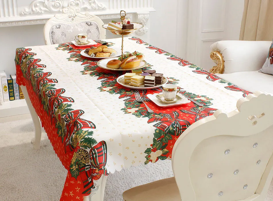 New Year Kitchen Dining Table Cloth Christmas Polyester Rectangular ...