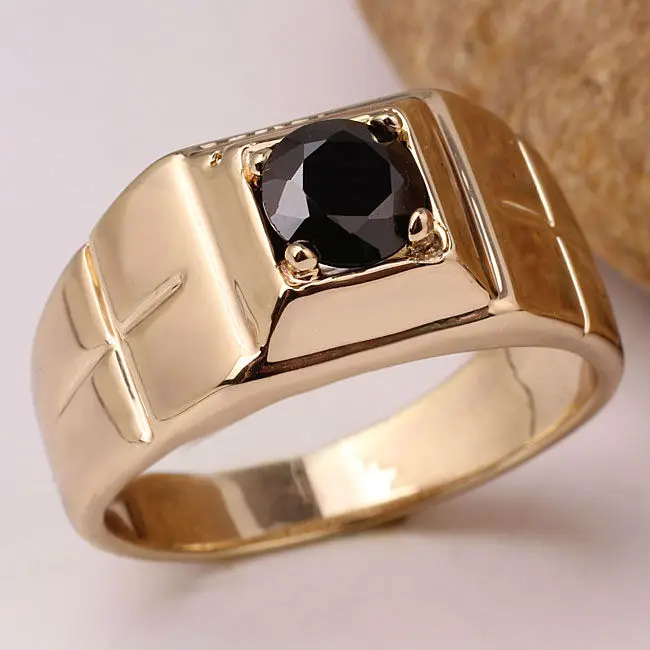 Для мужчин ювелирные изделия из золота Цвет твердый 925 Серебряное кольцо 6 мм круглый, кубический цирконий CZ 3-Цвет доступны мульти Size10 11 13 R508G - Цвет основного камня: Black