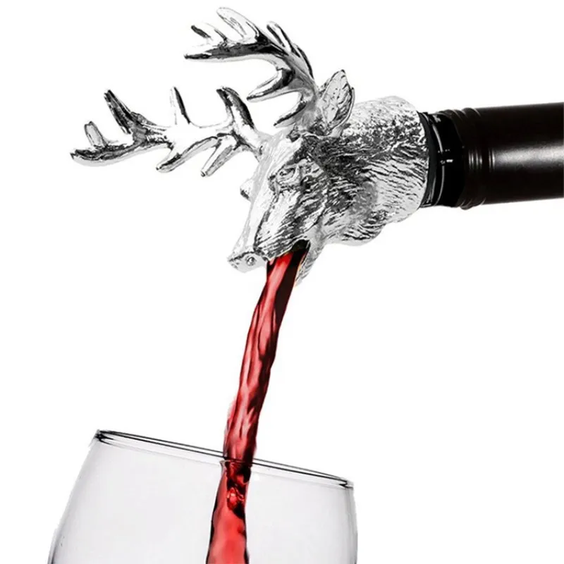 

Creative Metal Deer Head Wine Pourer Unique Wine Cork Wine Aerator Wine Pourers Bar Tool