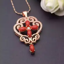 Натуральный красный коралл кулон S925 серебро Природный камень кулон Цепочки и ожерелья модный дворец с бахромой женские Свадебная вечеринка ювелирные изделия