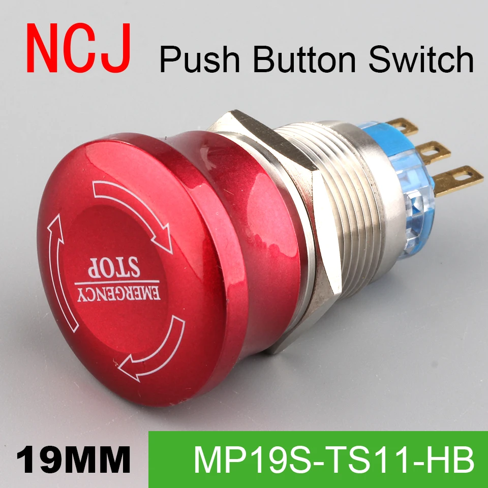 

NCJ 19mm STOP Pattern Waterproof Stainless Steel Emergency STOP Push Button Switch Elevator emergency button Failure stopped