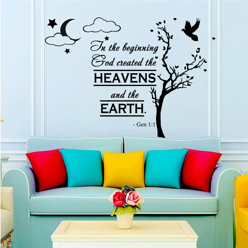 Creative Decal Bible Verse Psalm Genesis 1:1 In The Beginning God