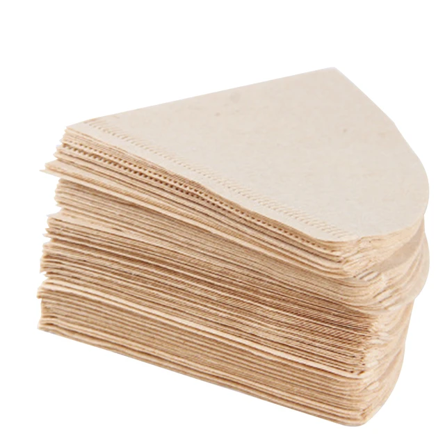 Best Price 100PCS Coffee Filter Papers Unbleached Wooden Drip Paper Cone Shape Coffee Tools