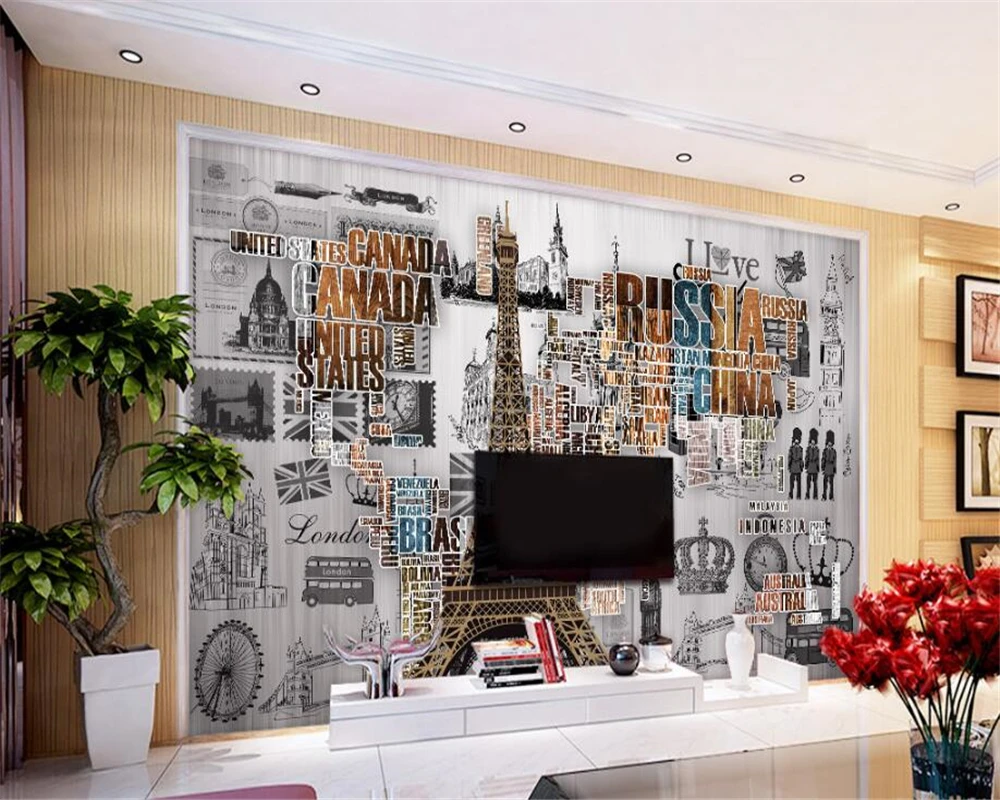 beibehang papel de parede Home decoration interior senior fashion simple 3d wallpaper elements alphabet graffiti backdrop wall