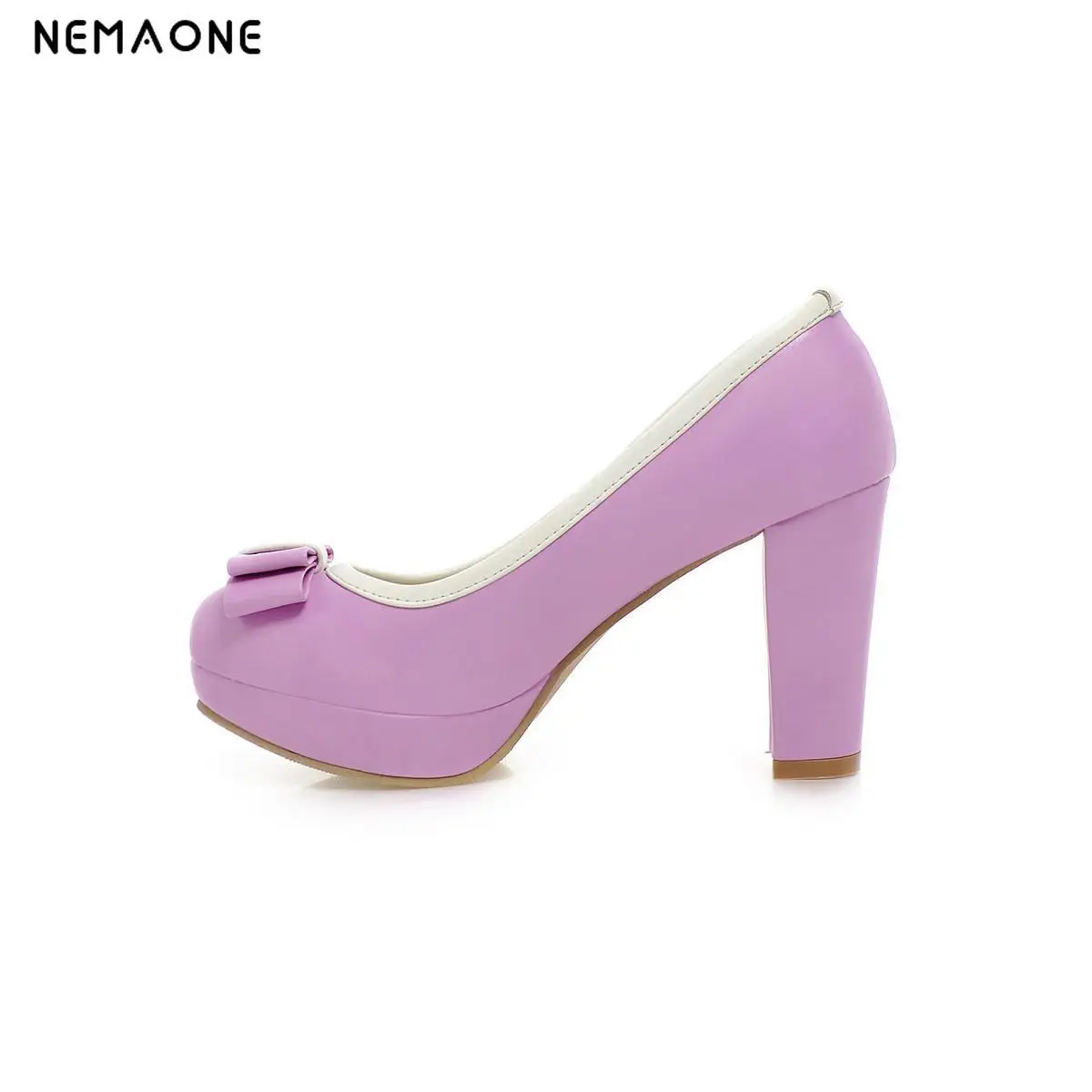 

NEMAONE New Arrivals sweet bowtie women shoes Thick High Heels platform shoes woman spring summer pumps