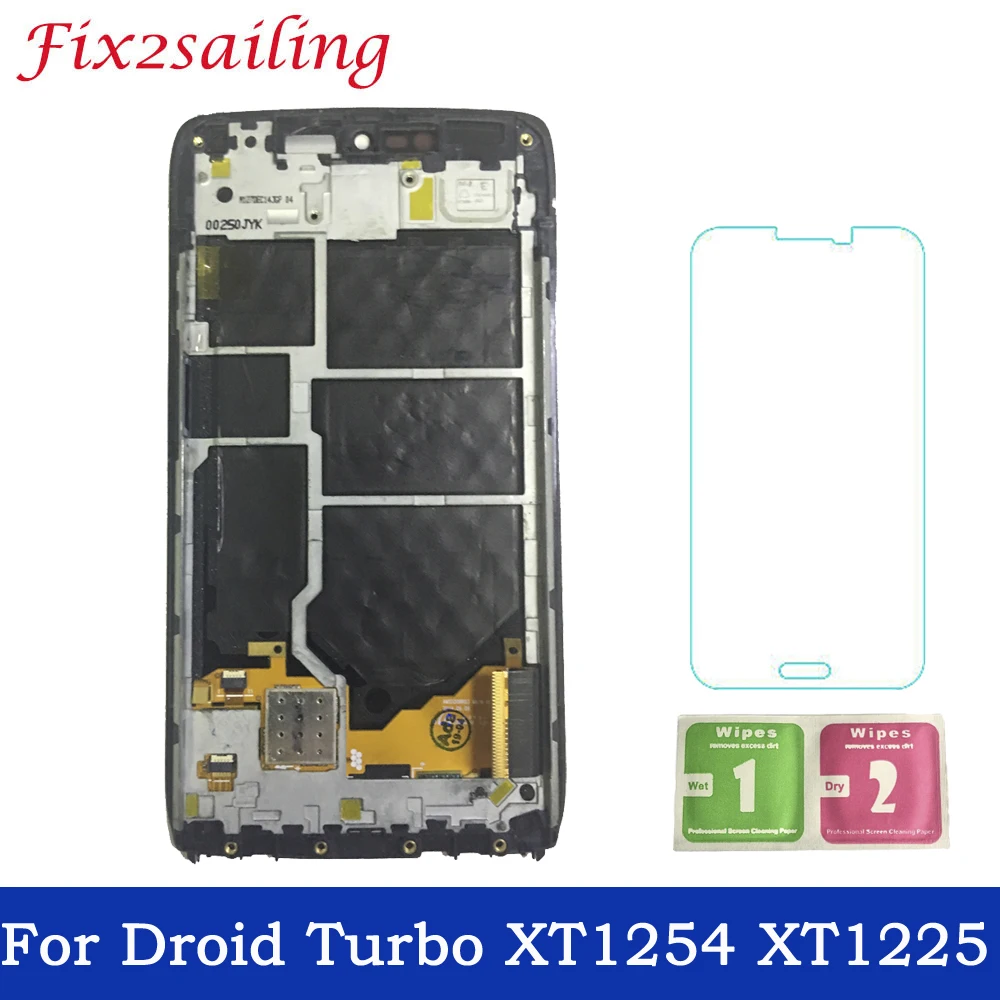 

100% Tested Display For Motorola Droid Turbo XT1254 XT1225 LCD Display Touch Screen + Frame Full Assembly Replacment parts