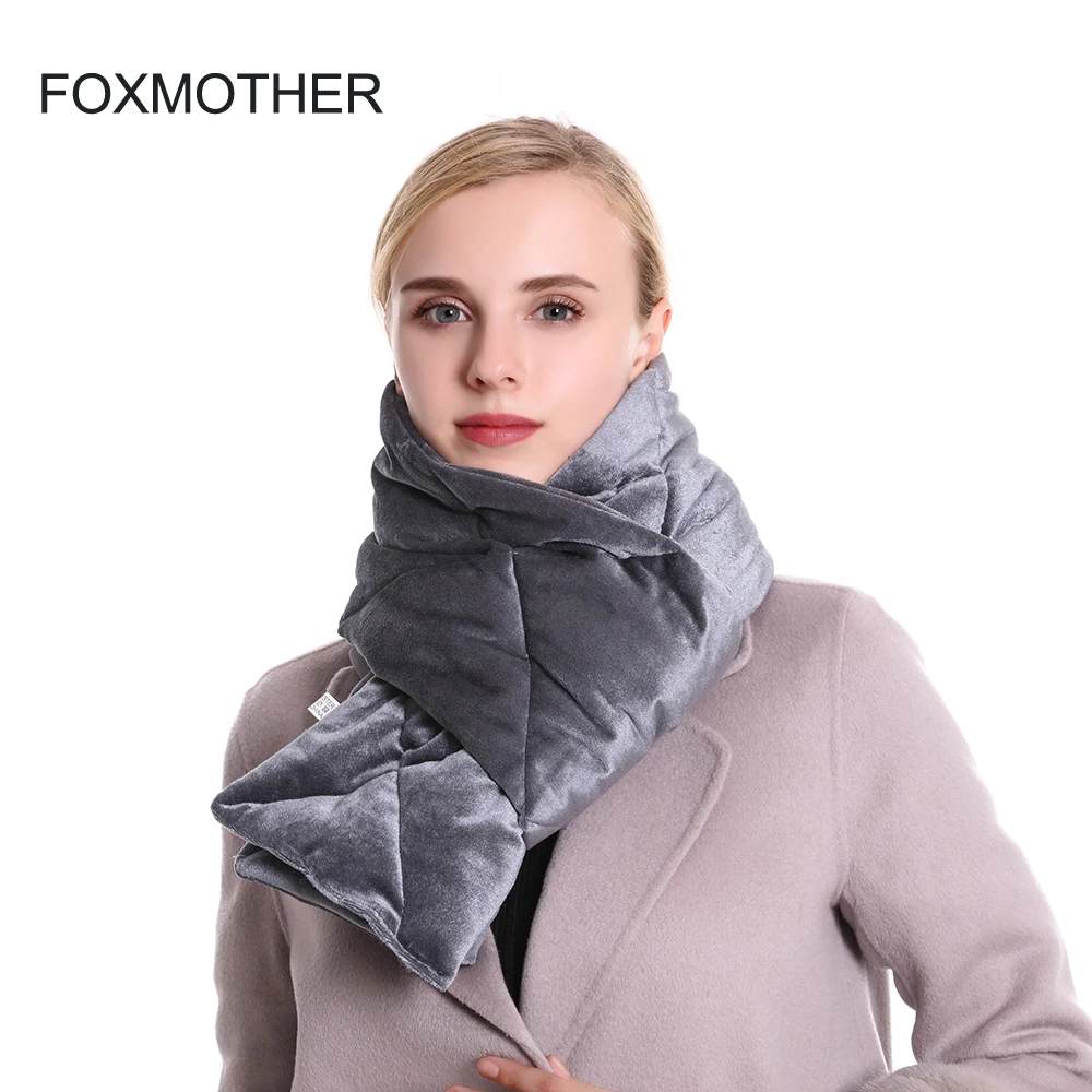 

FOXMOTHER 2019 New Brand Fashion 18cm*180cm Winter Black Grey Velvet Plaid Scarf Wrap Women Scarves Dropshipping