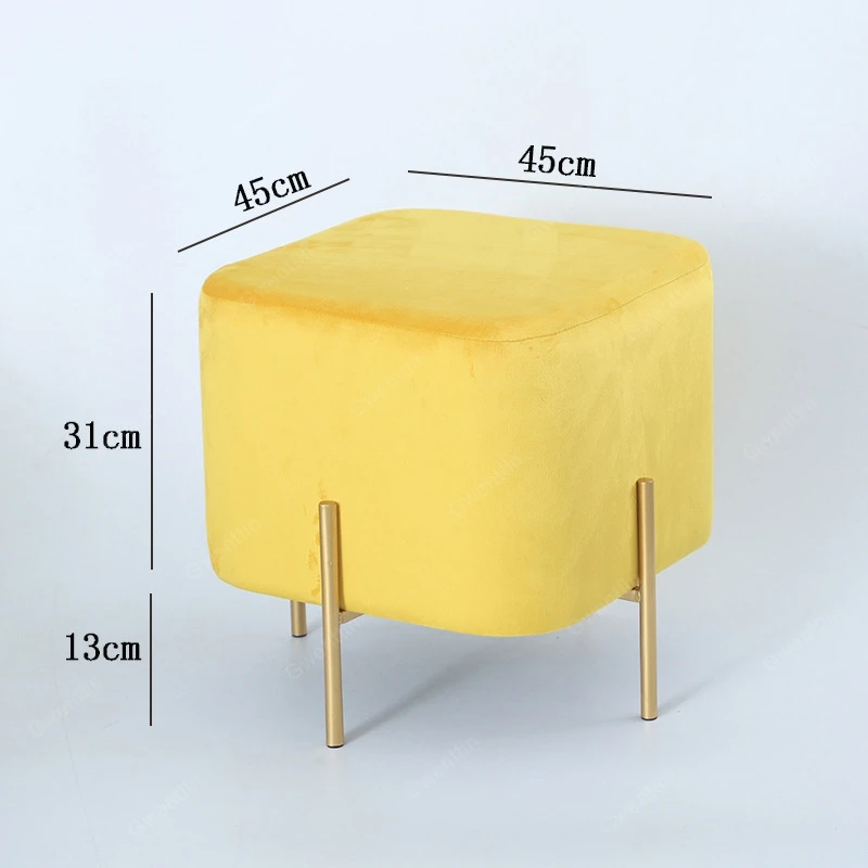 Нордический квадратный тканевый металлический табурет золотые маленькие табуреты современный табурет для ног обувь магазин спальня скамейка обеденные стулья туалетный диван пуфик