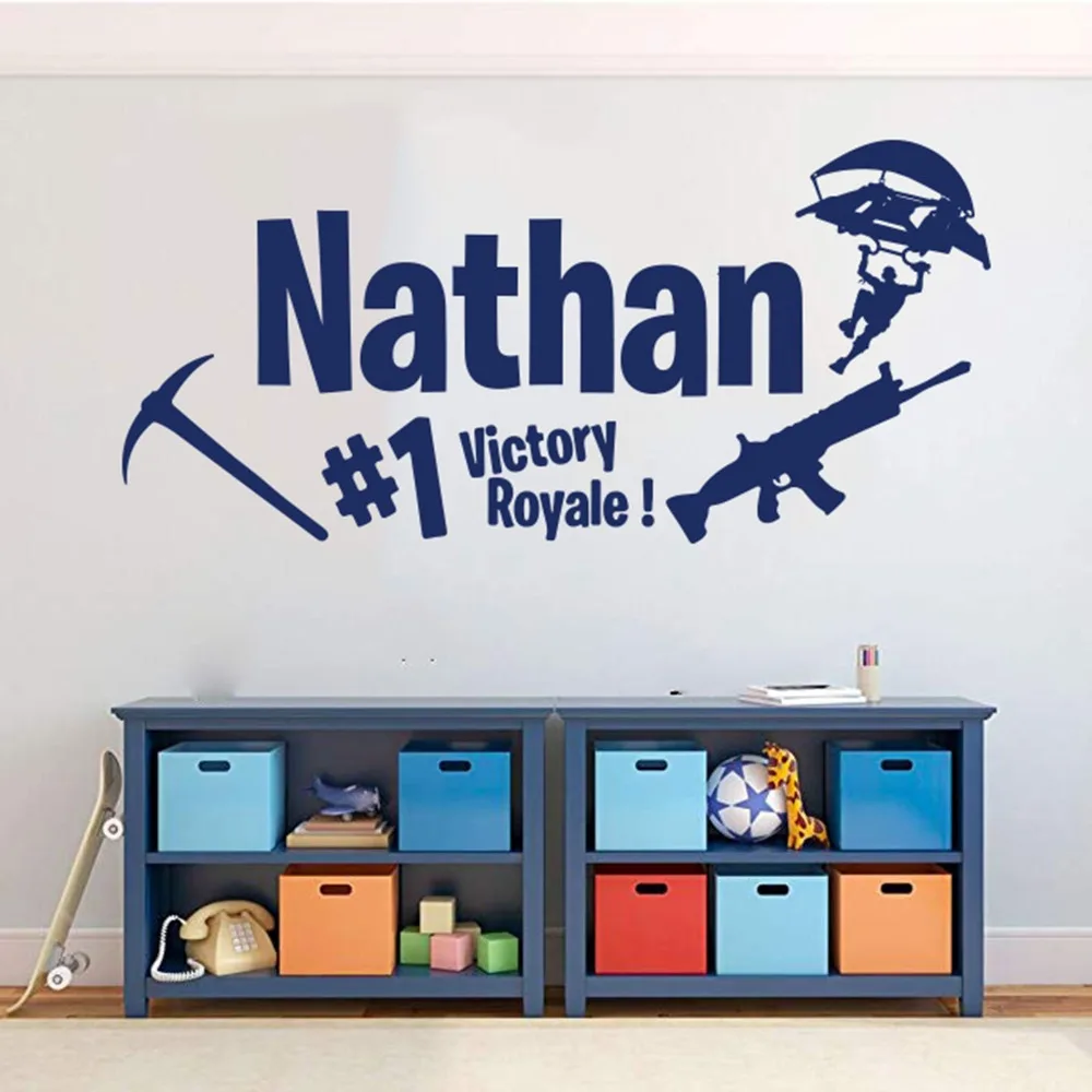 

Custom Name Game Fortnit Battle Royal Wall Decal Kids Room Personalized Name Fortnited Pickaxe Dance Sticker Vinyl Gun Victory