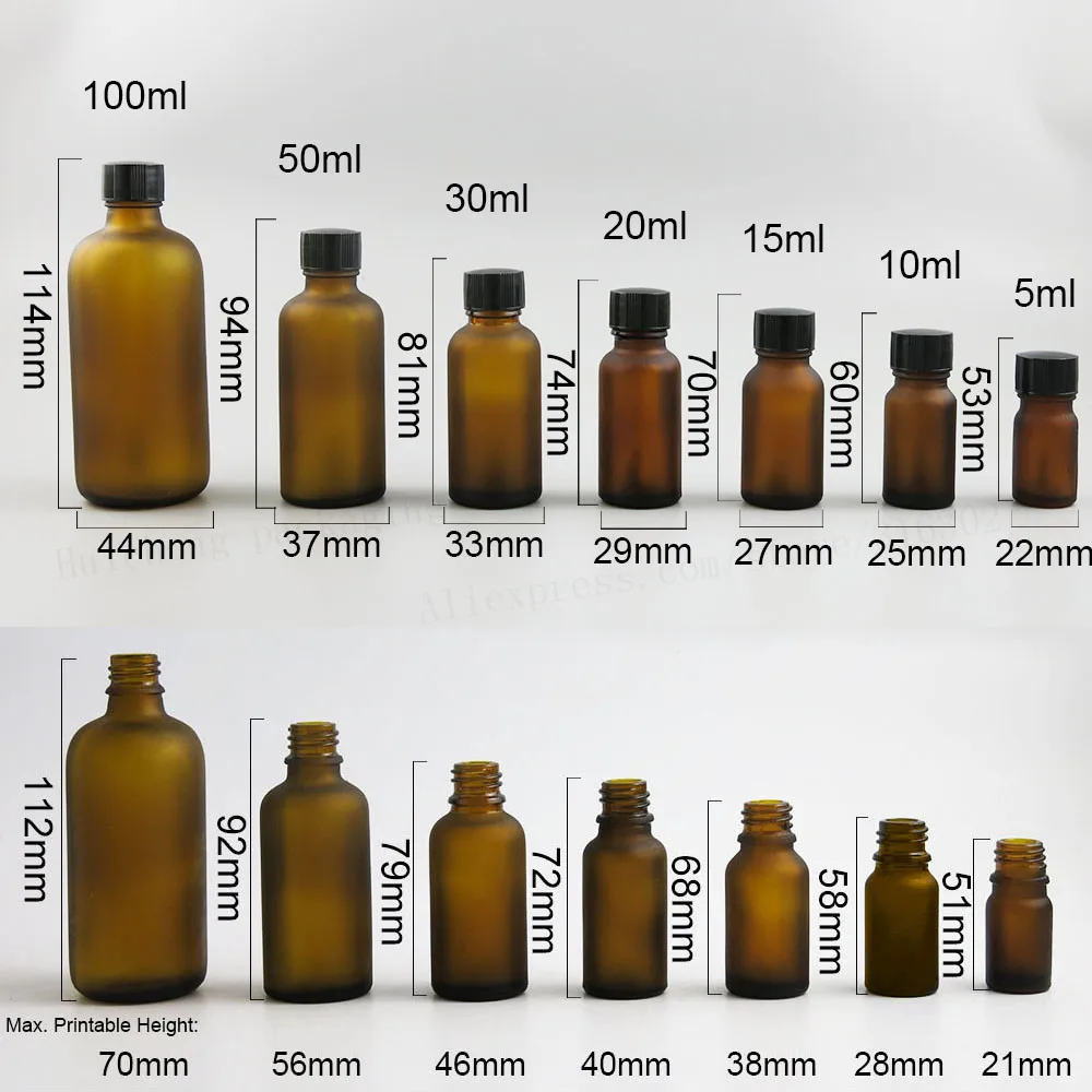 Empty Frost Amber Glass Nail Polish Bottle With Brush Cap 12pcs 5ml 10ml 15ml 20ml 30ml 50ml 100ml for Nail Art