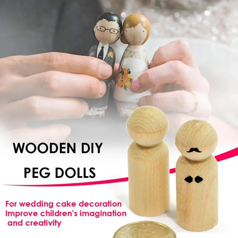 Best 10pcs/Set Wooden DIY Peg Doll Wedding Home Handmade Puppet Kid Painted Toy Baby Children Wood Craft