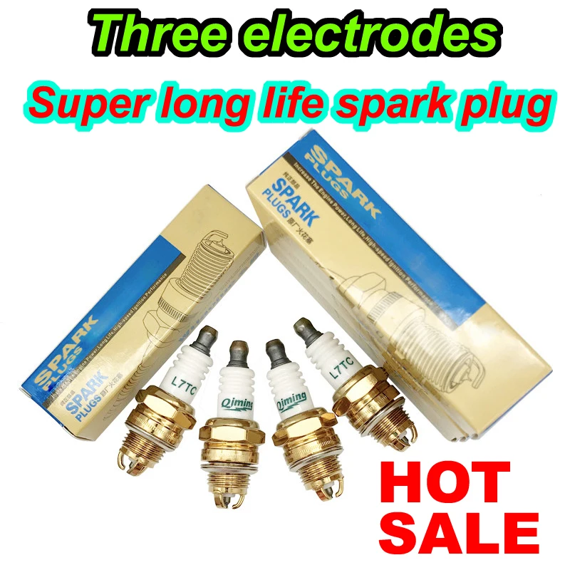 

4PCS 3 electrode Spark Plug L7T for BM6A BMR6A WS6E WS7E BPMR6A WS7F CJ7Y W20MU L7TC M6 M7 BPMR7A 2-stroke chain saw field mower