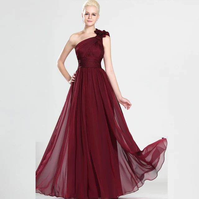 Vestido Granate Mujer CDSSL Vestido De Dama De Honor De Un Hombro