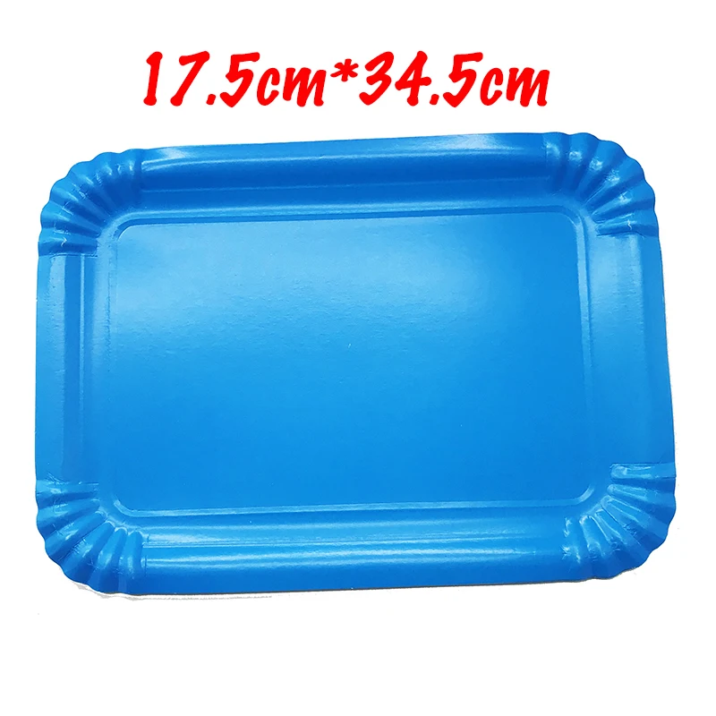 10pcs/pack rectangle paper plates Blue solid color party decorations