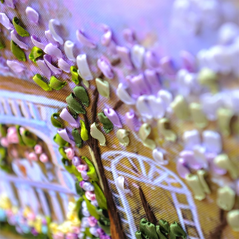 

Ribbon Embroidery & diy Decorative Painting, Color Printed Picture of Summer Scenic, Needlework Crafts Cross Stitch Kit C-0109