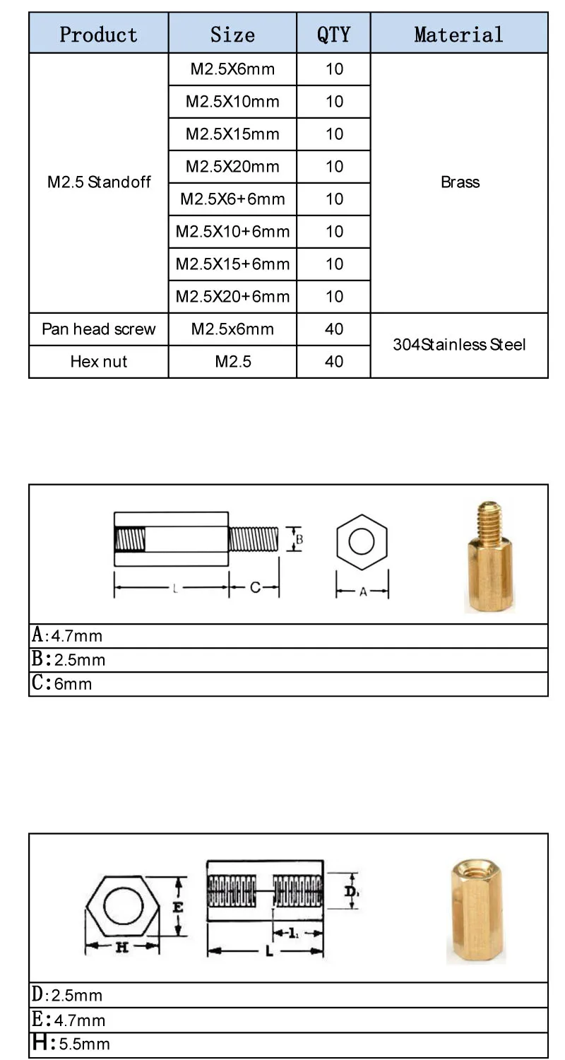 M2.5 Шестигранная латунная Мужская Женская резьба PCB Материнская плата противостояние столб шестиугольная прокладка/Шайба Болт Винт Гайка Набор в ассортименте 160 шт