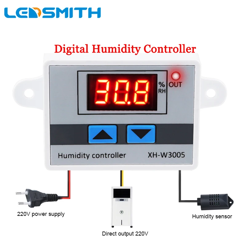 Digitaler Feuchtigkeitsregler XH-W3005 Luftbefeuchter Wet Humidistat Hydroponics 