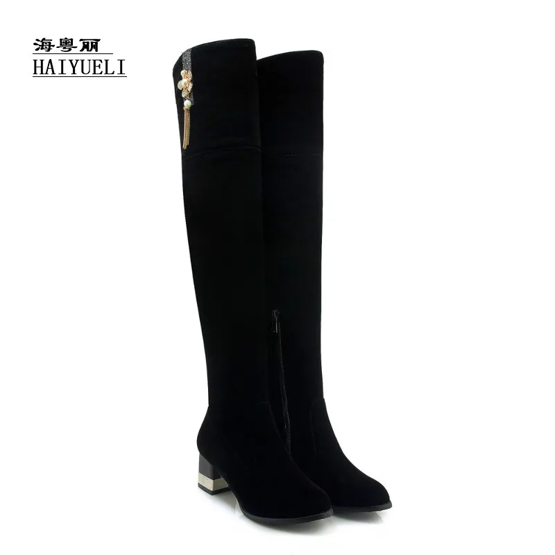 

Autumn Winter Boots Thick Heel High Heels Shoes Knee-high Boots