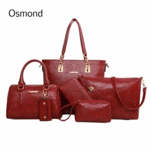 6 Unids/set Mujeres Bolsos de Cuero Messenger Bags Marca Diseños Hombro Crossbody Purse Inglaterra Classic Nueva Flor Bolsa de Conjunto