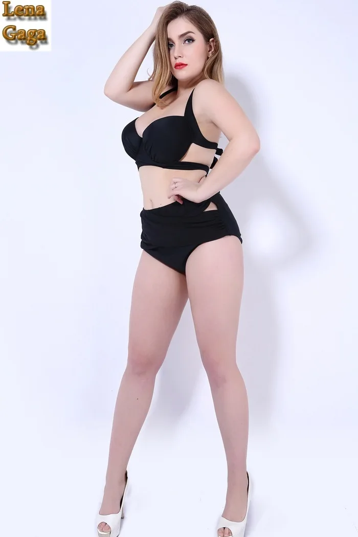 Lena Gaga Women Plus Size High Waist Black Plain Swimsuit Bathing Suit Beach Wear Bikinis Female Swimwear plus-size-black-swimsuit : image Lena Gaga Women Plus Size High Waist Black Plain Swimsuit Bathing Suit Beach Wear Bikinis Female Swimwear plus-size-black-swimsuit