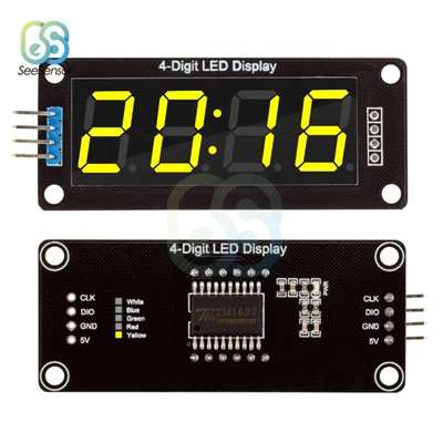 TM1637 0.5" 0.56 дюйм 4-цифровой светодиодный Цифровая трубка Модуль часов Цифровые часы 7-сегментные часы Модуль двойной точки для Arduino - Цвет: Yellow display
