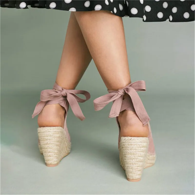 

Adisputent Lace Up High Heel Platform Sandals Feminina Wedge Espadrilles Women Open Toe Women Sandals Women Casual Woman