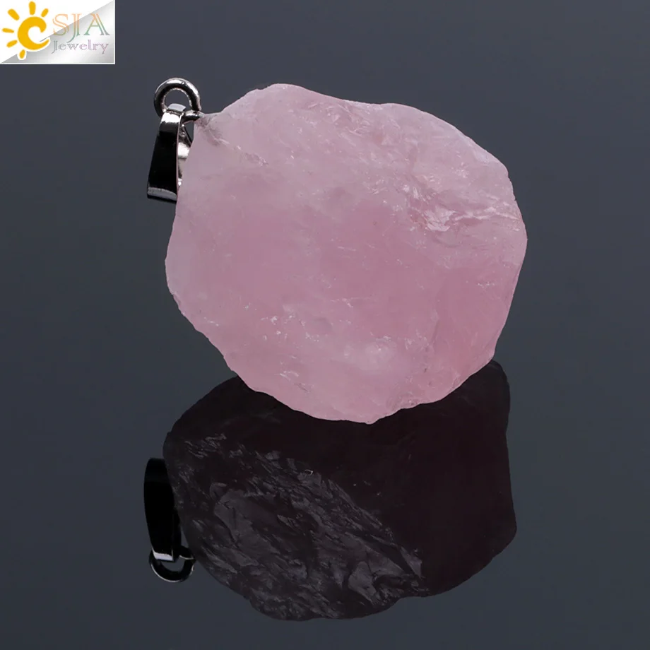 CSJA натуральные драгоценные камни прозрачный кристалл ожерелья и подвески Рейки Исцеление нерегулярные белый желтый фиолетовый розовый кварц маятник F070