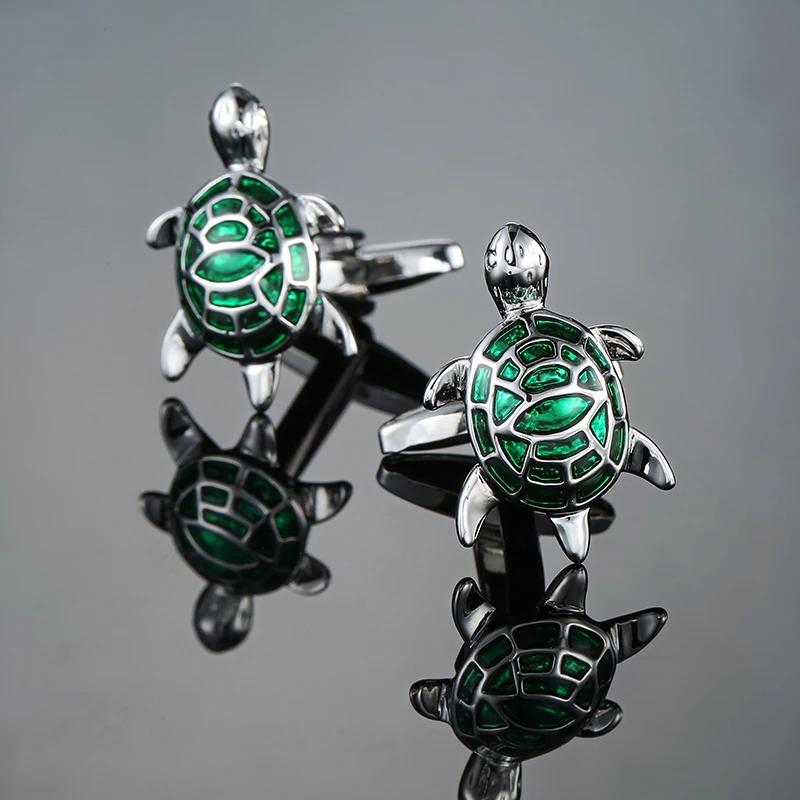 

New Simple Enamel Designer silver Tortoise Cufflinks Copper Turtle Gemelos French Shirt Cuff links Drop Ship Men Jewelry links