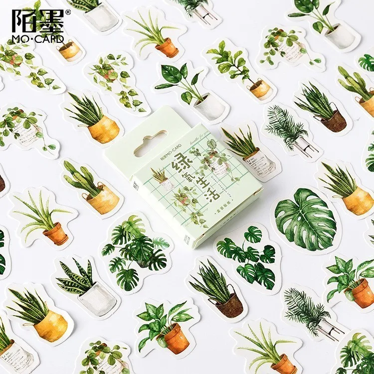 

45PCS/box New Green Oxygen Life Paper Lable Sealing Stickers Crafts Scrapbooking Decorative Lifelog DIY Stationery Sticker