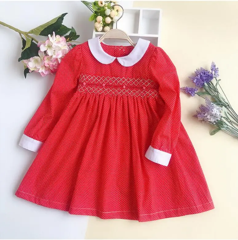 Spring Girl Smocked Dress Long Sleeve Baby Girl Clothes ...