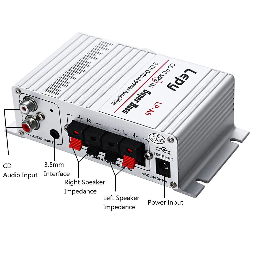 Lepy LP A6 Mini Car Home Amplifier 2 Channal Hi Fi Stereo