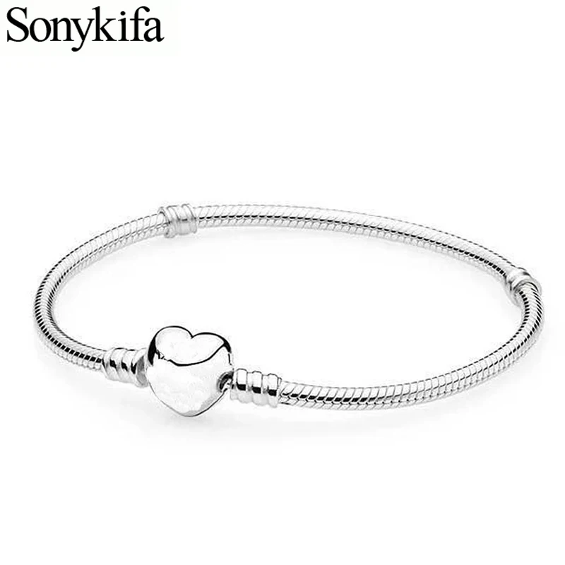 

Sonykifa 10 Styles Silver Plated Basic Snake Chain Fit Fine Bracelet DIY Charms Beads Jewelry Original Bracelets Women Gift