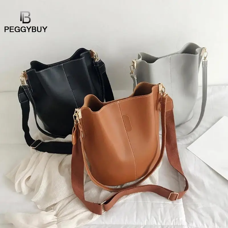 

Fashion Solid Color Crossbody Bags For Women Shoulder Bag Brand Designer Women Bags Luxury PU Leather Bag Bucket Bag