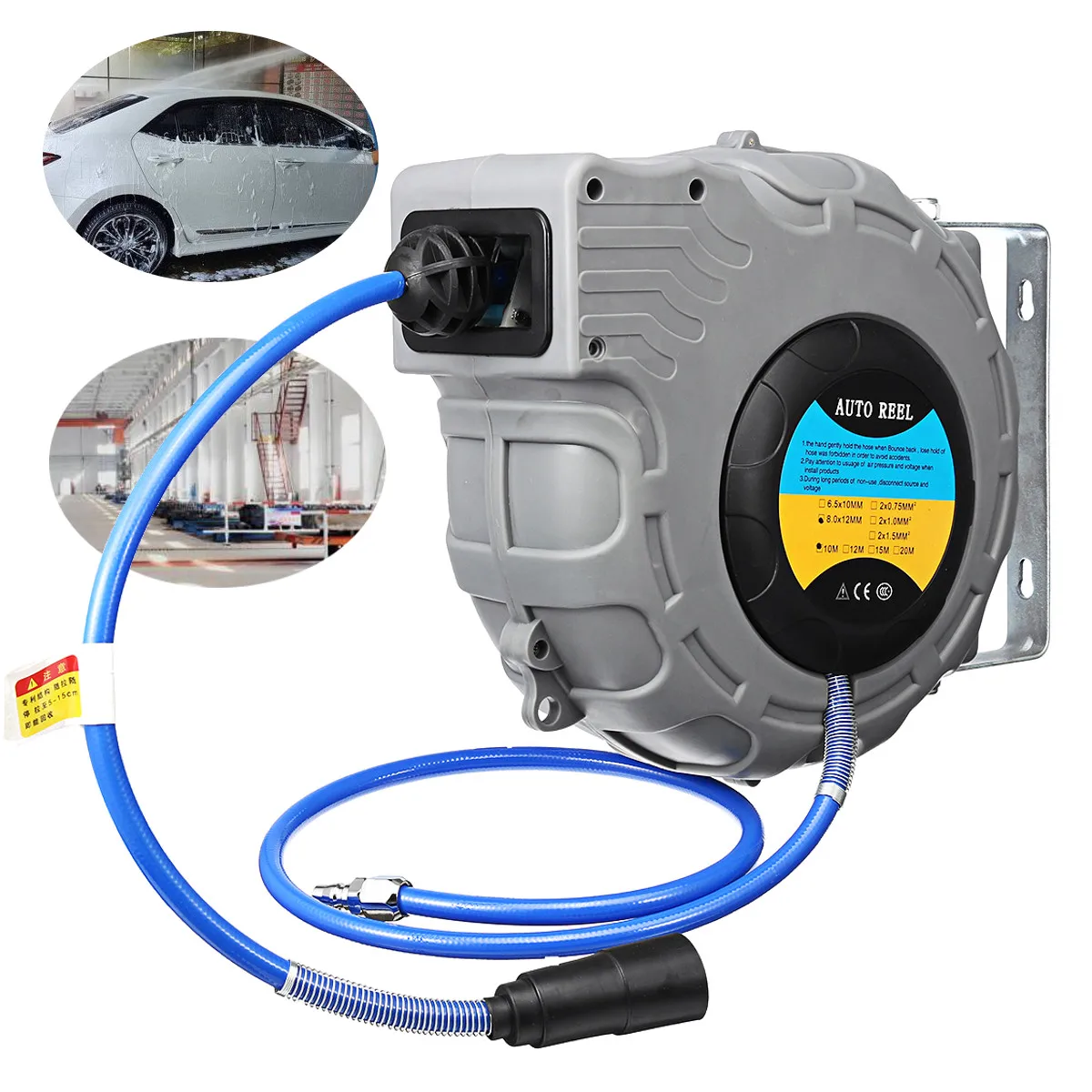

10m Wall Mounted Automatic Reel Retractable Garden Hose Pipe Reel Water Car Cleaning Tools Outdoor Spray Water Garage Tool