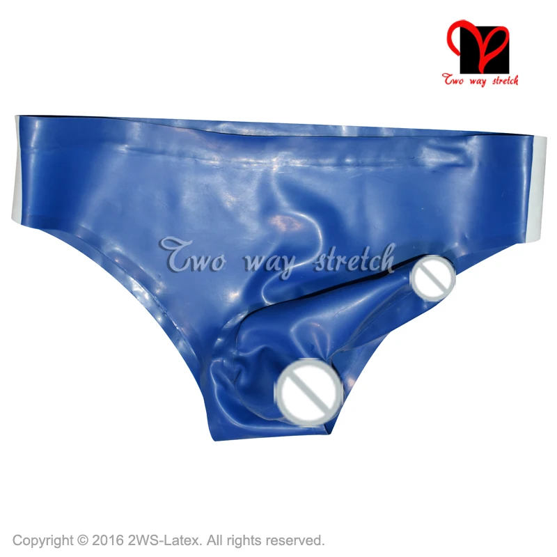 Sexy Latex Underwear with glued penis sheath with stripes on two side