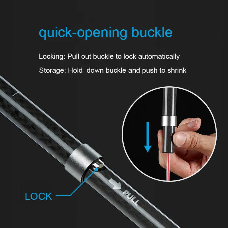 1 Pcs Naturehike Portable Collapsible Carbon Fiber Trekking Poles Quick Lock Compact Folding Walking Stick Tourism Trail Running