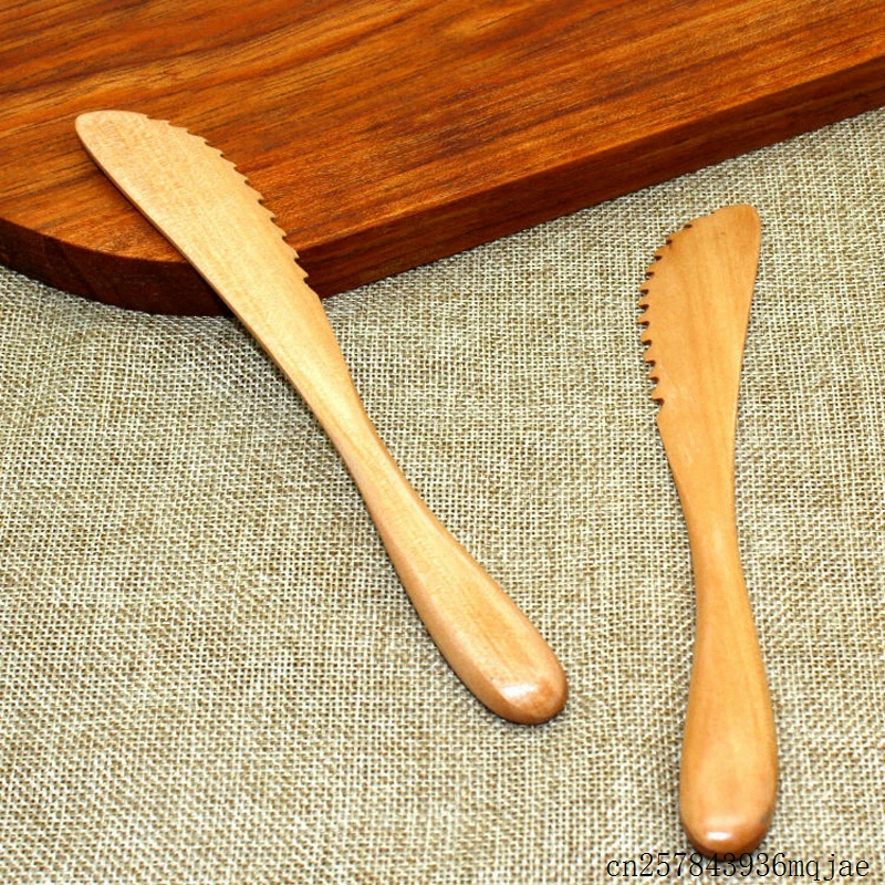 100pcs Wooden Butter Knife Tooth Shaped Cheese Knife Japanese Style