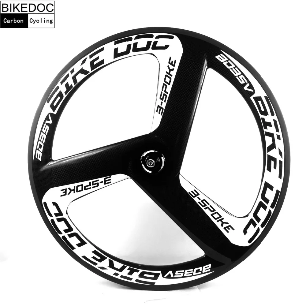 BIKEDOC Carbon 3 Spoke Wheel 700c Fixed Gear Wheel Stiff Carbon