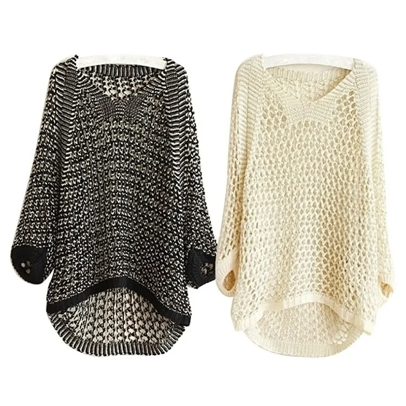 2017 Charming font b Women b font Casual Batwing Long Sleeve Knitwear Jumper Hollow font b