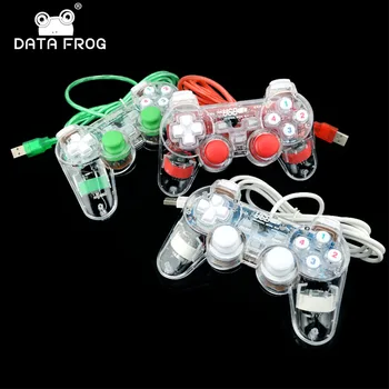 

DATA FROG Wired USB Gamepad Double Vibration Controller Game Joystick Joypad Transparent LED For PC Laptop For Win7/10/XP Clear