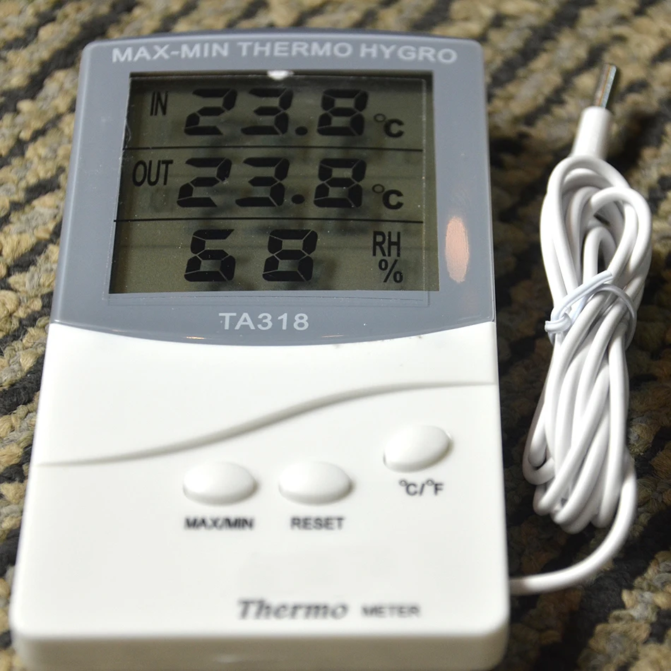 

LCD Max-Min Thermometer Hygrometer Digital Indoor Thermo Hygro Humidity Out Temperature Meter Probe Sensor Cable Weather Station